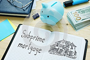 Subprime mortgage is shown on the business photo using the text photo