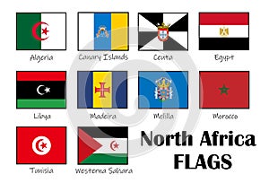 Subregion of Africa, State of North Africa , vector flags photo