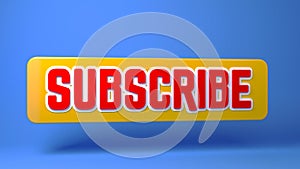 Subscribe banner for social media on blue background.