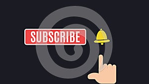 Subscribe button and bell click. animation video