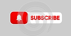 Subscribe Button. Bell button for social media. Red button subscribe to channel and blog. Marketing. Vector illustration