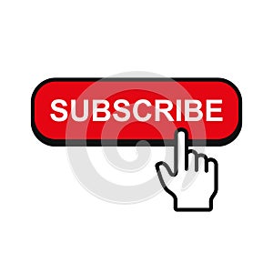 Subscribe Button with Hand Mouse Pointer. Vector