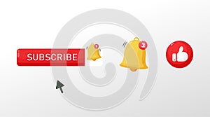 Subscribe Button, Like and Notification Bell Icon