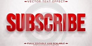 Subscribe button text effect, editable red and play text style