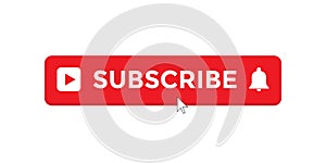 Subscribe Button Vector with Cursor Icon in Trendy Flat Style Isolated on White Background