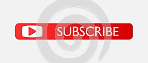 Subscribe button. Vector subscribe icon on red color. Layers grouped for easy editing illustration. For your design.