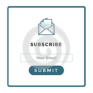 Subscribe form with envelope, email sign. Vector illustration.