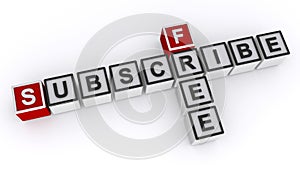 Subscribe free word on white