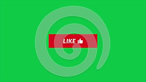 Subscribe like comment button animation fast motion graphic reveal from bottom for youtuber with chroma green screen background