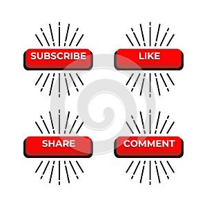 Subscribe, like, share and comment button logo design for social media