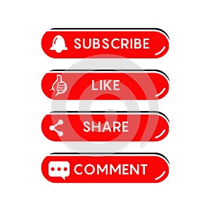 Subscribe, Like, Share and Comment button symbol design for social media post