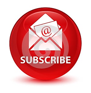 Subscribe (newsletter email icon) glassy red round button