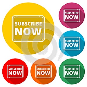 Subscribe Now icon, color icon with long shadow