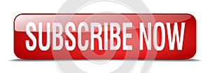 subscribe now red square isolated web button