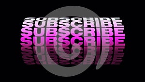 Subscribe Pink 3D text wheel motion Loop Animation graphics isolated at alpha channel. 4K Seamless Looping QuickTime Alpha Channel