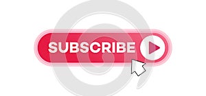 Subscribe red button with arrow cursor