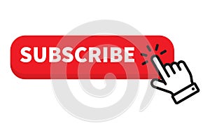 Subscribe red button click cursor or pointer