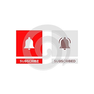 Subscribe, Subscribed Button with Bell Icon Vector