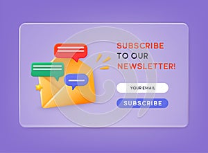 Subscribe to newsletter. Vector illustration for online marketing and business. Open envelope with letter on phone. Sign up to