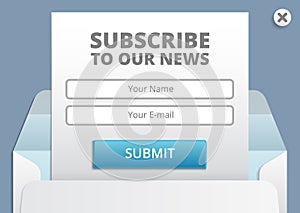 Subscribe to newsletter web and app form vector template