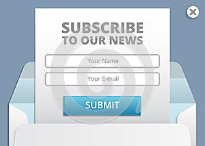 Subscribe to newsletter web and app form vector template