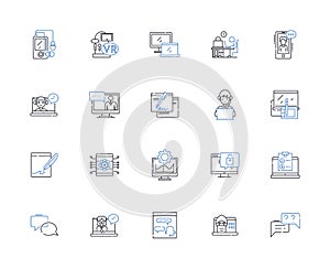 Subscriber line icons collection. Follower, Supporter, Benefactor, Devotee, Admirer, Sponsor, Advocate vector and linear