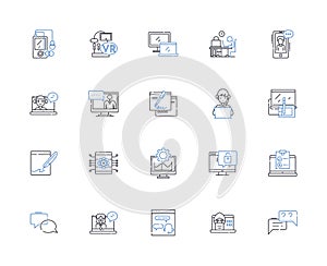 Subscriber line icons collection. Follower, Supporter, Benefactor, Devotee, Admirer, Sponsor, Advocate vector and linear photo