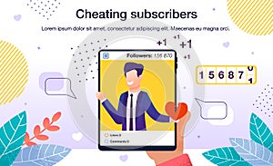 Subscribers Cheating Flat Vector Poster Template