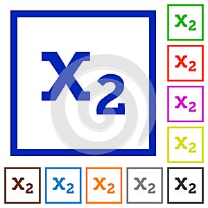 Subscript flat framed icons