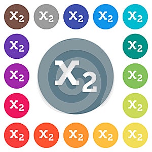 Subscript flat white icons on round color backgrounds