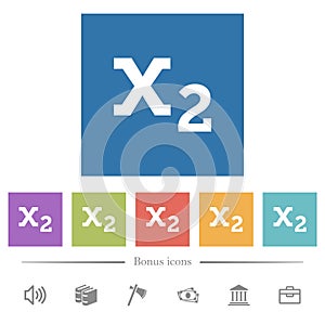 Subscript flat white icons in square backgrounds