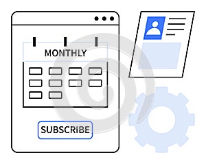 Subscription and Payment Concept with Monthly Calendar and Profile Information