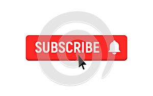 Subscription element logo bell. Subscribe now button, channel register today member icon.