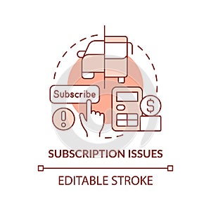 Subscription issues red concept icon