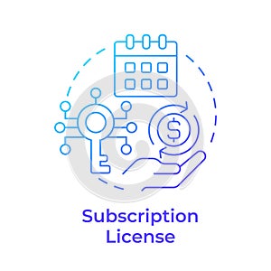 Subscription license blue gradient concept icon