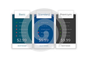 Subscription plans and pricing comparision web template