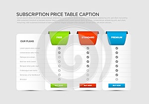 Subscription plans Pricing table light template