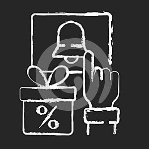 Subscription program chalk white icon on black background