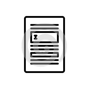 Black line icon for Subsection, clause and paragraph