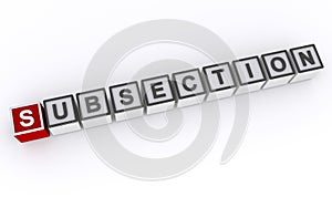 subsection word block on white photo