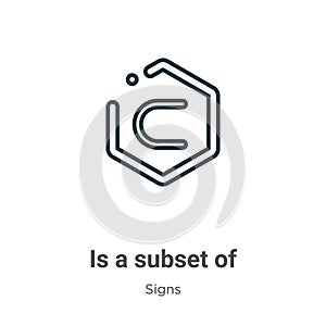 Is a subset of symbol outline vector icon. Thin line black is a subset of symbol icon, flat vector simple element illustration