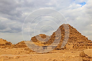 Subsidiary pyramids in Giza Pyramid Complex in Cairo, Egypt