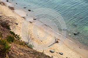Subsiding slope of Klif Orlowski Cliff - loess steep shore undermined by Baltic Sea waves in Gdynia Orlowo in Pomerania in Poland photo