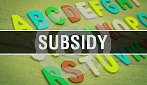 Subsidy with Back to school Education concept background. Abstract Education background with Colorful pencil crayons and subsidy.