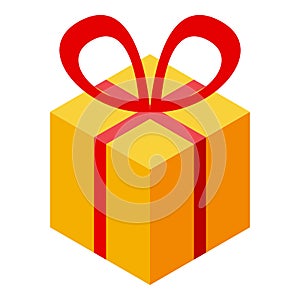 Subsidy gift box icon, isometric style