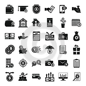 Subsidy icons set, simple style