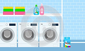 Subsoil laundry concept banner, flat style photo