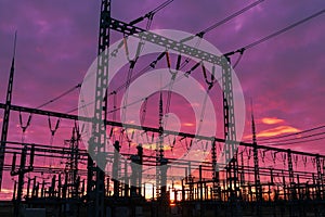 Substation on the dramatic sky background