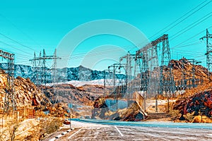 Substation and  Power Transmission Lines in american desert