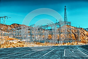 Substation and  Power Transmission Lines in american desert